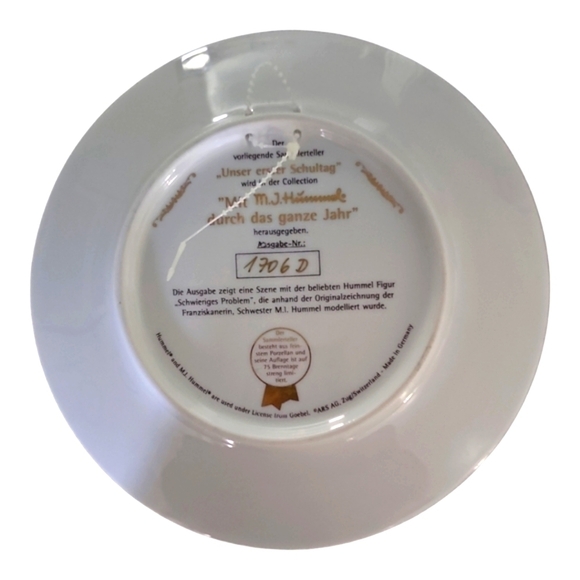 MJ Hummel Unser erster Schultag wird in der Collection Gobel porcelain plate 8โฆ - Picture 3 of 8
